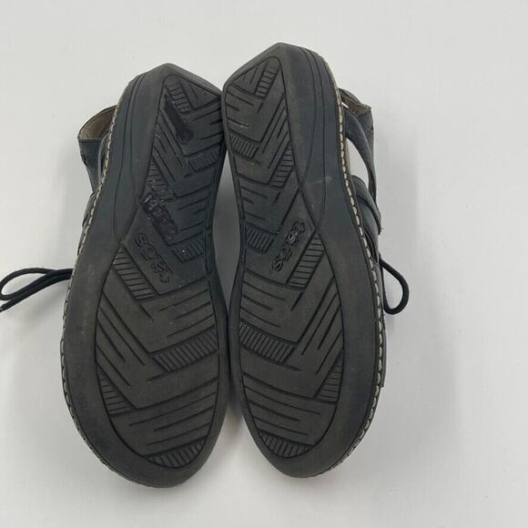 Taos Sandals Women 7 Black Ghilbert Leather Comfort Lace Up Outdoor Active Wedge - Picture 13 of 13